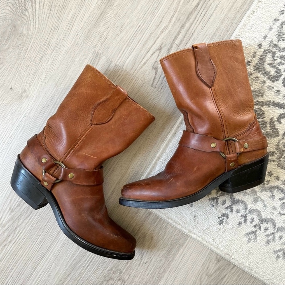 Vintage Brown Leather Ankle Boots 6 M Cowboy Western Rodeo Pointy Toe USA